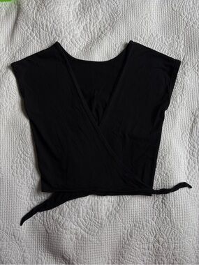 Wilfred Aritzia Black Tie Wrap Top